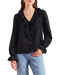 Paneros Clothing - Long Sleeve Chloe Swiss Dot Ruffle Shirt - Lyst