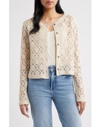Bobeau - Diamond Floral Crochet Button Front Cardigan - Lyst