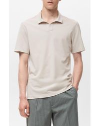 Mango - Solid Johnny Collar Cotton Blend Piqué Polo - Lyst