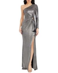 Dress the Population - Summer Metallic One-Shoulder Gown - Lyst