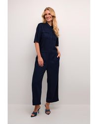 Kaffe - Ruthie Cropped Leg Button Jumpsuit - Lyst