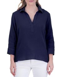 Foxcroft - Sophia Cotton Gauze Popover Shirt - Lyst