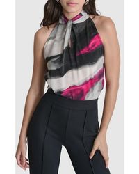 DKNY - Abstract Print Sleeveless Satin Top - Lyst