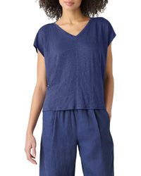 Eileen Fisher - V-Neck Organic Linen T-Shirt - Lyst