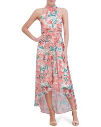 Eliza J - Floral Sleeveless High-low Chiffon Gown - Lyst