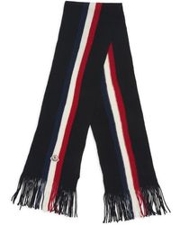 Moncler - Logo Patch Stripe Virgin Wool Fringe Scarf - Lyst