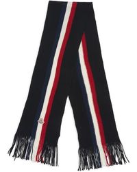 Moncler - Logo Patch Stripe Virgin Wool Fringe Scarf - Lyst