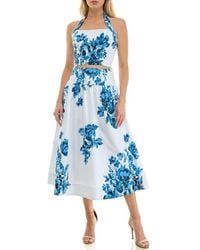 Socialite - Floral Halter Crop Top & Midi Skirt Set - Lyst