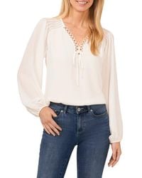 Cece - Circle Trim Pintuck Top - Lyst