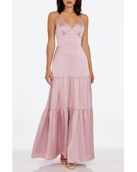 Dress the Population - Tess Tiered Satin Gown - Lyst