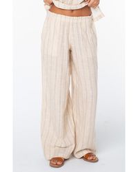 Roxy - Offshore Stripe Wide Leg Cotton Pants - Lyst
