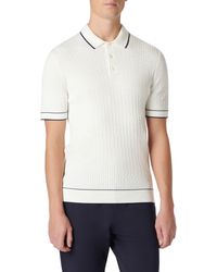 Bugatchi - Tipped Rib Cable Stitch Polo Sweater - Lyst