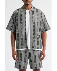 ICECREAM - Vertical Stripe Short Sleve Knit Zip-Up Shirt - Lyst