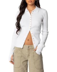 Edikted - Mirielle Collar Rib Cardigan - Lyst
