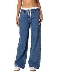 Edikted - Drawstring Boxer Detail Nonstretch Wide Leg Jeans - Lyst
