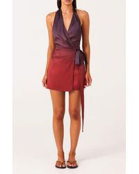 SNDY'S - Amaya Ombré Halter Neck Mini Wrap Dress - Lyst