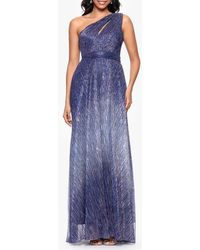 Betsy & Adam - Ombré Crinkle Metallic One-Shoulder Gown - Lyst