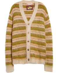 Marni - Stripe V-neck Mohair & Wool Blend Cardigan - Lyst