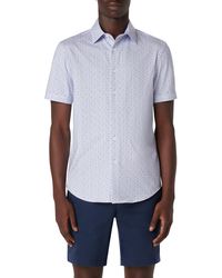 Bugatchi - Miles Ooohcotton Dot Print Short Sleeve Button-up Shirt - Lyst