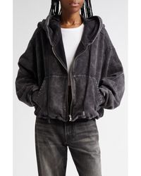 R13 - Balloon Bubble Hem Cotton Zip Hoodie - Lyst