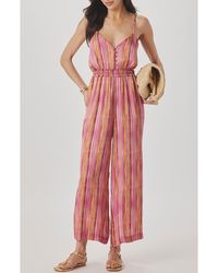 Splendid - Kelsea Stripe Crop Wide Leg Jumpsuit - Lyst