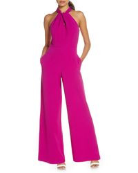 julia jordan knotted halter wide leg jumpsuit