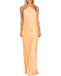 Morgan & Co. - Halter Neck Charmeuse Gown - Lyst