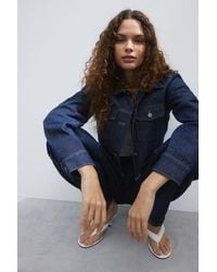 H&M - Cropped Denim Jacket - Lyst