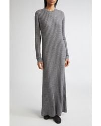 TOTEME - Long Sleeve Cable Knit Wool Merino Wool Sweater Dress - Lyst