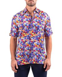 Maceoo - Galileo Resistance Umbrella Print Short Sleeve Button-Up Shirt - Lyst