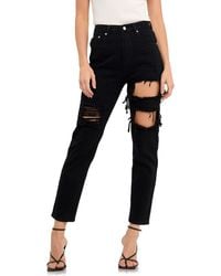 Grey Lab - Cutout Ripped High Waist Slim Straight Leg Jeans - Lyst
