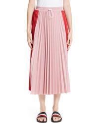 Moncler Two-tone Pleated Midi Skirt - Pink