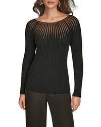 Donna Karan - Mixed Media Knit Top - Lyst