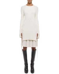 Helmut Lang - Beaded Rib Long Sleeve Organic Cotton Sweater Dress - Lyst