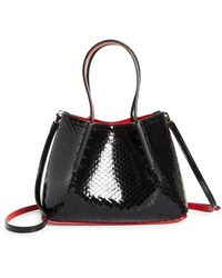 Christian Louboutin - Mini Cabarock Snakeskin Embossed Patent Leather Tote - Lyst