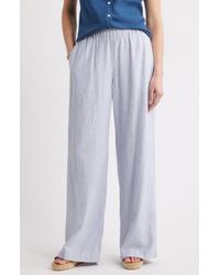 Caslon - Stripe Wide Leg Linen Blend Pants - Lyst