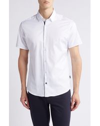 Stone Rose - Solid Drytouch Slim Fit Short Sleeve Twill Button-up Shirt - Lyst
