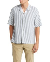 Officine Generale - Eren Stripe Short Sleeve Cotton Button-up Shirt - Lyst