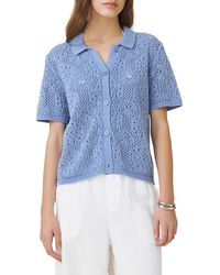 Splendid - Beckham Crochet Button-Up Cotton Blend Polo - Lyst