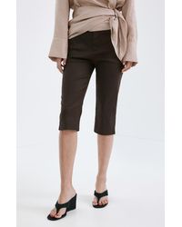 Mango - Stretch Linen & Cotton Capri Pants - Lyst