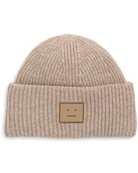 Acne Studios - Pana Face Patch Wool & Yak Hair Blend Rib Beanie - Lyst
