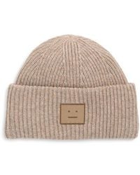 Acne Studios - Pana Face Patch Wool & Yak Hair Blend Rib Beanie - Lyst