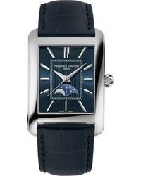 Frederique Constant - Classics Carrée Moonphase Automatic Tank Leather Strap Watch, 30Mm X 42.3Mm - Lyst