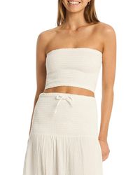 Sea Level - Sunset Strapless Cotton Gauze Cover-up Top - Lyst
