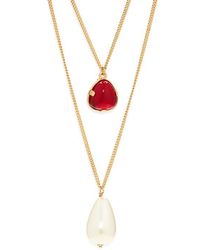 Kenneth Jay Lane - Faux Pearl Pendant Layered Necklace - Lyst