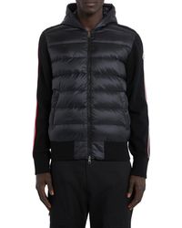 Moncler - Quilted Down & Wool Knit Cardigan - Lyst