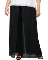 Alex Evenings - Wide Leg Pants With Mesh Skirt Overlay - Lyst