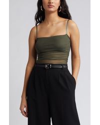 Open Edit - Ruched Mesh Camisole - Lyst
