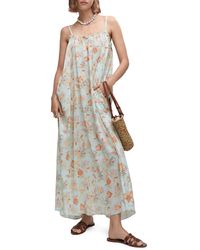 Mango - Floral Print Cotton Maxi Dress - Lyst