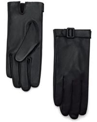 Mango - Buckle Detail Leather Gloves - Lyst